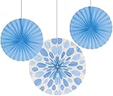 Creative Converting 3-Count Solid and Polka Dots Paper Fans, 12