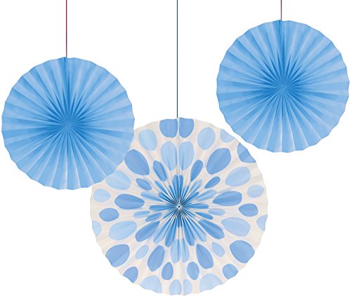 Creative Converting 3-Count Solid and Polka Dots Paper Fans, 12