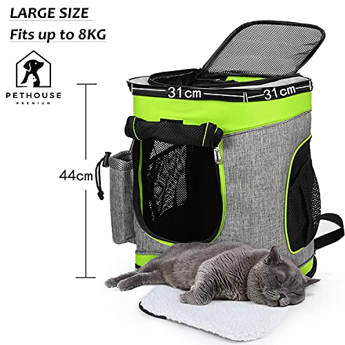 Kato Tirrinia Haustier Hund Träger Rucksack, Haustier Tragetasche mit Mesh für mittelgroße Hunde Katzen, 1.5lbs Welpen Träger tragbare Reisetasche