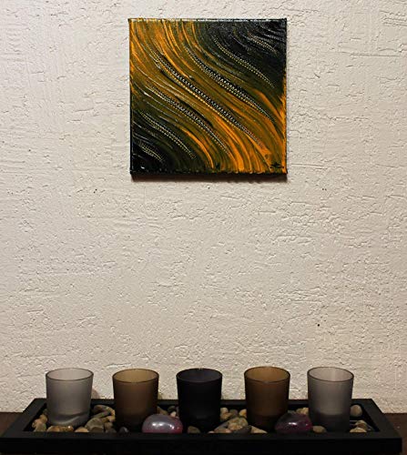 Tableau contemporain fluide jaune 20x20 cm pour deco - 2