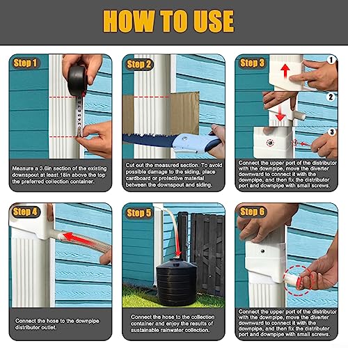 Rain Barrel Diverter Kit, Rainwater Collection System Downspout Water Diverter Connector With 40 In Hose For Diverting Water Fits For 2X3 Inch Standard Downspout #TOP6