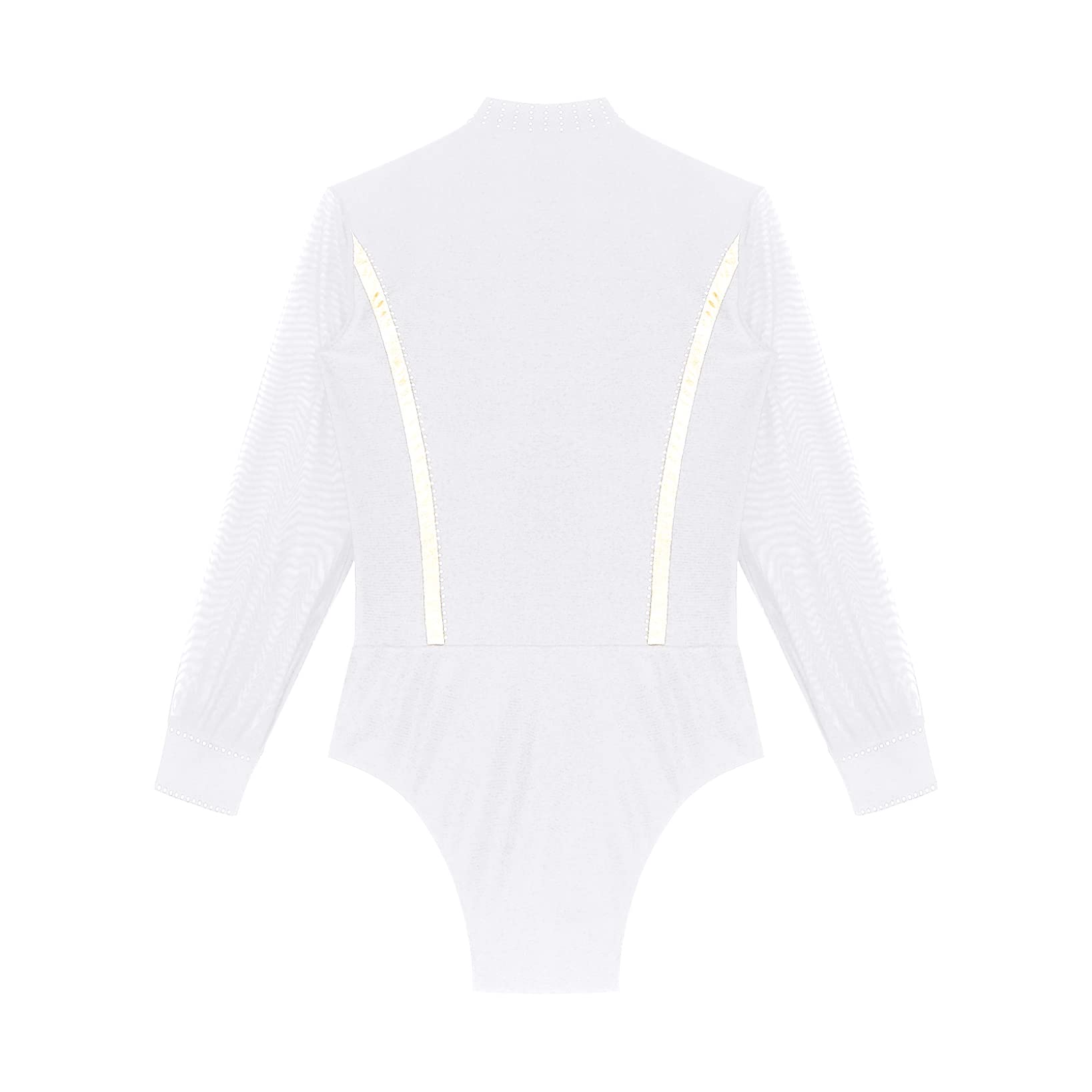 Maillot de Danza Ballet para Hombre Manga Larga Camisa de Baile Latino Cuello V Clásico Body Leotardo ​de Danza Tango Samba Salsa Elástico