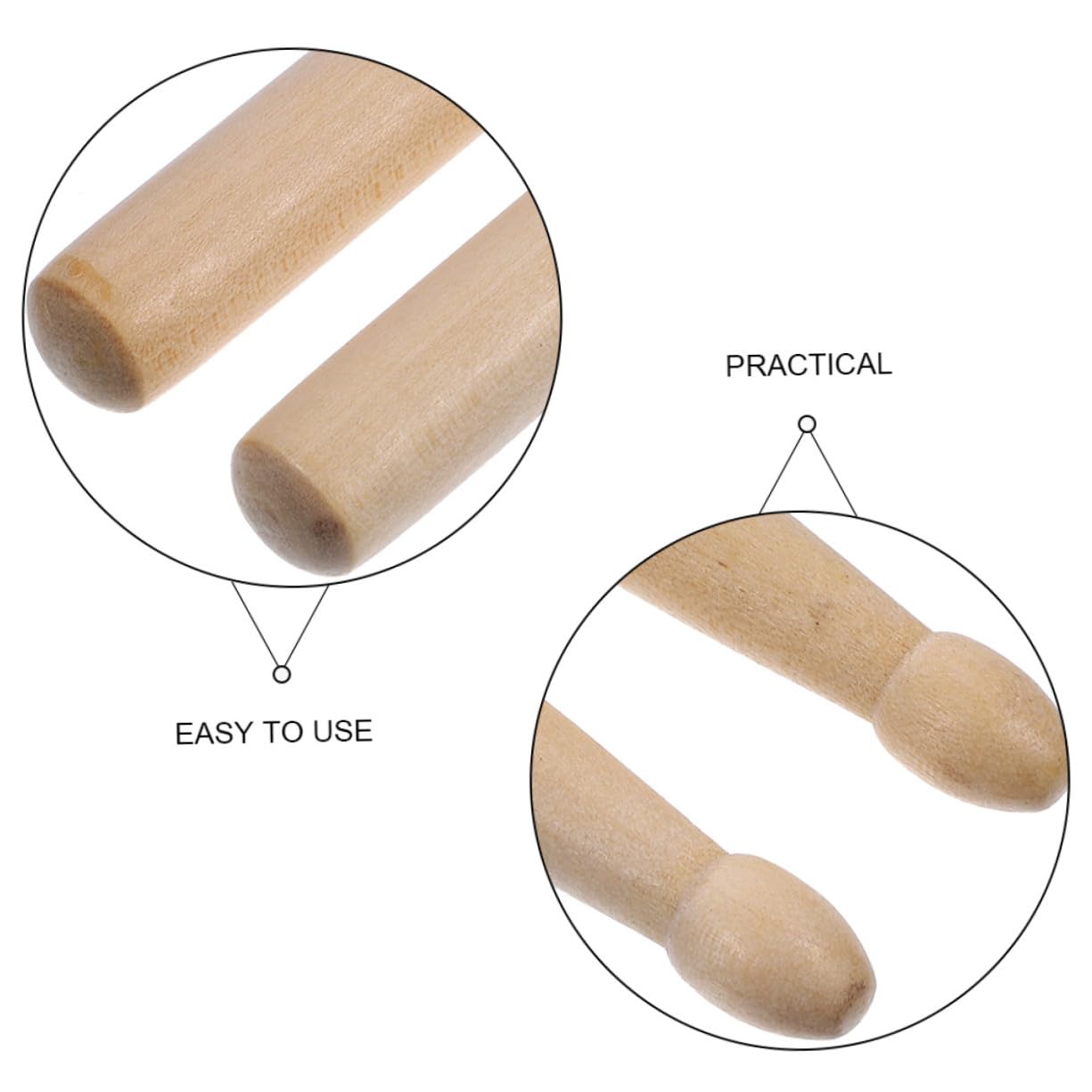 12pares Baquetas de Jazz de Baquetas Ligeras de Madera con Puntas Redondas para Batería Aptas para Entrenamiento Manual y Uso Conciertos de Música
