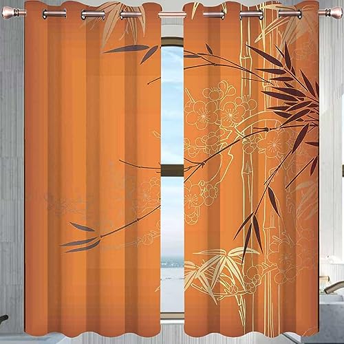 ZYMECH Bamboo Living Room Curtains for Windows, Door Curtain Panels