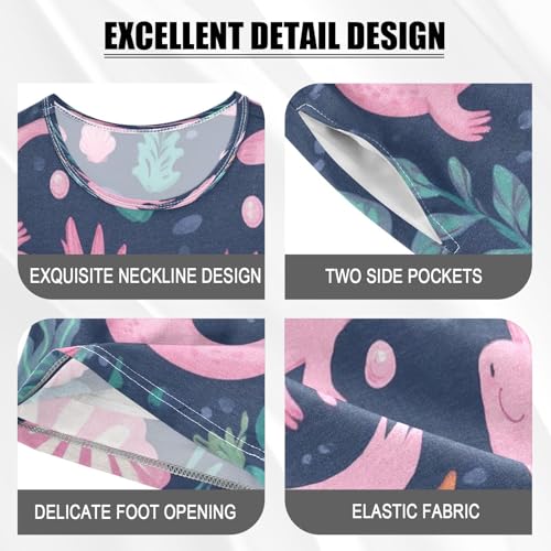 Pajama Sets Short Sleeve Cute Pink Axolotl Pattern Soft Cotton Summer Sleepwear 2 Piece PJS Size 5-14T3