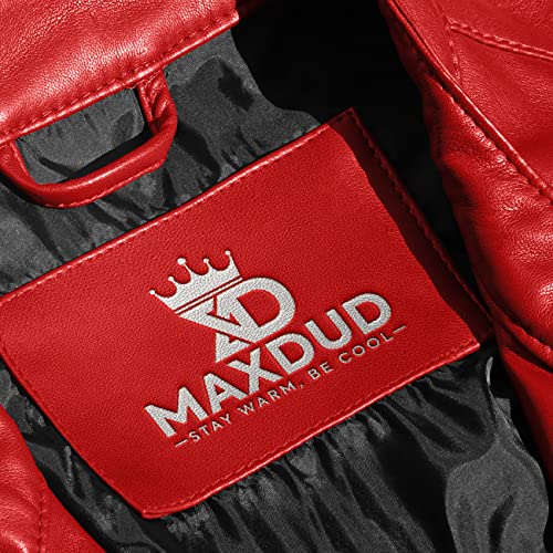 Men’s Stylish Fight Cafe Racer Leather Jacket Club Casual White & Red Stripes Motorcycle Jacket for Men4