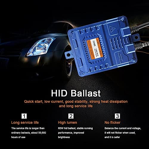 Sidaqi 2PCS High Bright H1 65W HID Xenon Conversion Kit 6000K Xenon White Canbus Replace For Car Headlight Bulbs/Halogen Bulb