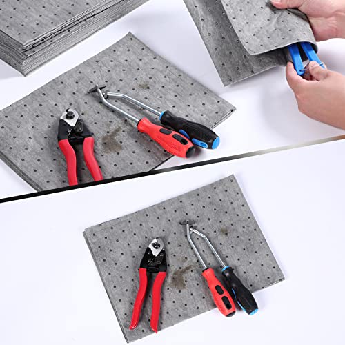 Image of Weewooday 300 Pcs Oil Absorbent Pads Heavy Weight Absorbing Oil Mat for Garage Floor Dimpled Oil Absorbent Pads (Grey, 13 x 10 Inch)