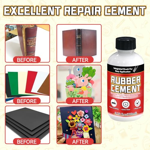 Rubber Cement, 110ml Multifunctional Adhesive, No Wrinkling, Ideal for Paper, Fabric, Wood, Photos, DIY Crafts, and More - Thumbnail 5