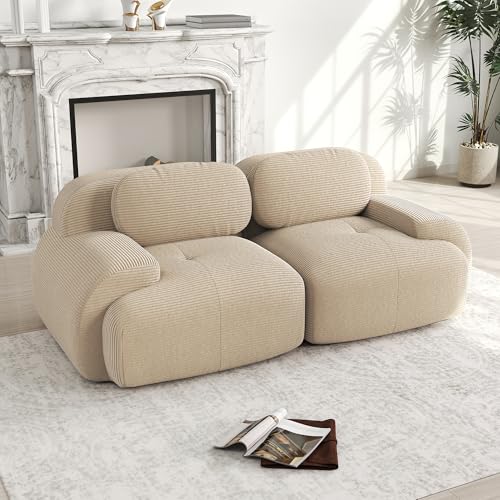 Dolamaní 2 Sitzer Sofa, Couch Sofa Cord Stoff für Wohnzimmer,Wohnung,Büro,Einfache Montage (Beige, A-2 Sitzer) Dolamaní 2 Sitzer Sofa, Couch Sofa Cord Stoff für Wohnzimmer,Wohnung,Büro,Einfache Montage (Beige, A-2 Sitzer)