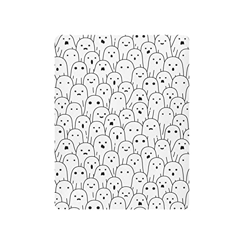 Image of Halloween White Ghost Crib Sheets Soft Breathable Fitted Baby Playard Sheets Mattress Cover for Girl Boys, 39 inch x 27 inch x 5 inch