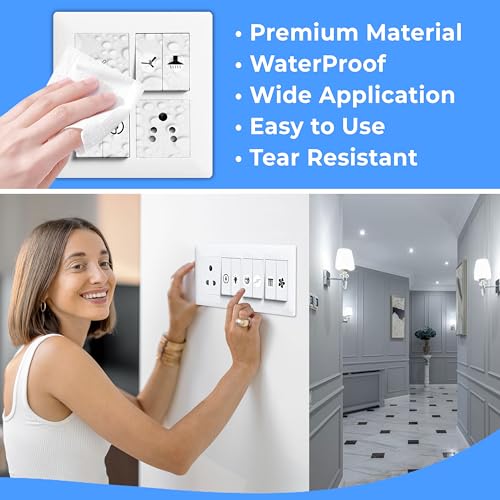 Image of Trueflair Stickers for Switch Board for Home Wall Switches, Contain All Common Switch Stickers (Black and White)