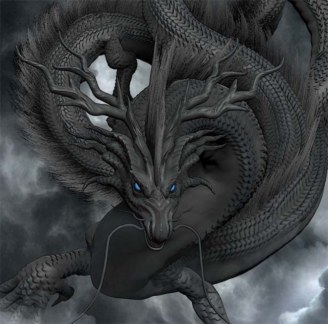 黒龍　アクリル画　龍ノツカイ 黒龍 アクリル画 龍ノツカイ