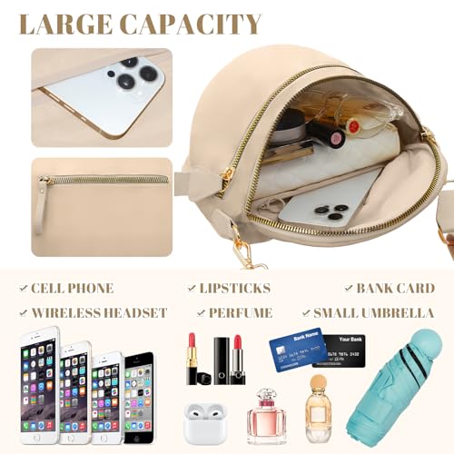 Image of WOOMADA Checkered Crossbody Bag Bum Bag for Women, Fanny Pack Checkered Purse, Belt Bag with Shoulder Strap(Beige)