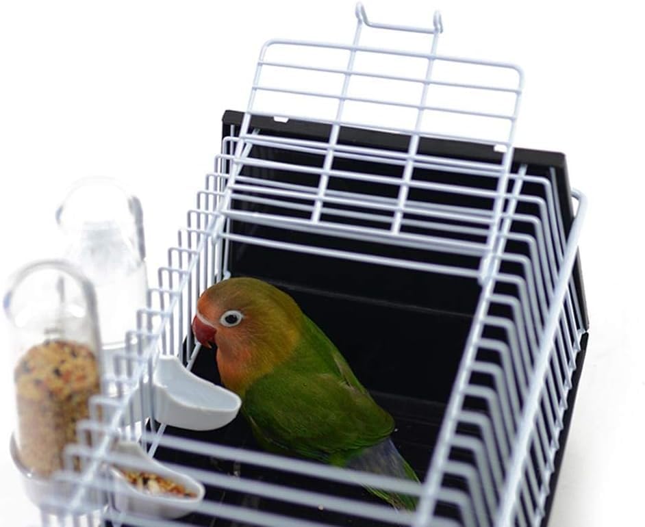 Cage de voyage pour petits oiseaux, avec 2 mangeoires, cage de transport portable pour petits animaux – Image 6