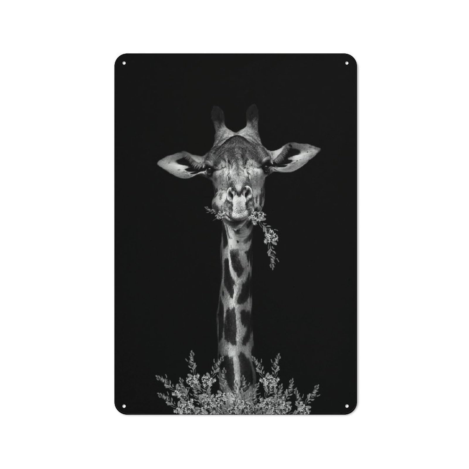 Junmoney Style-10 Weld Cute Giraffe Vintage Tin Sign 30X20cm, Vintage Diner Style Decor For Kitchen, Cafe, Pantry Or Dining Room