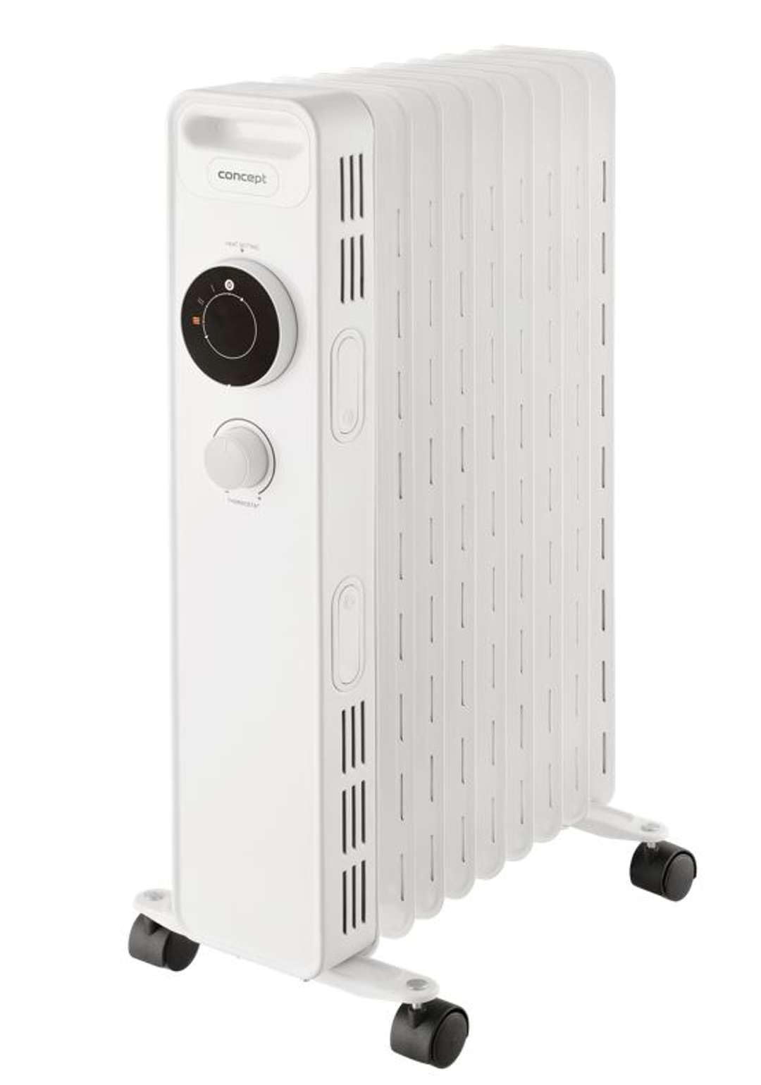 CONCEPT Hausgeräte RO3309 grzejnik olejowy, 3 stopnie ogrzewania, 9 żeber, ochrona przed przegrzaniem, ochrona przed zamarzaniem, 2000 W, biały