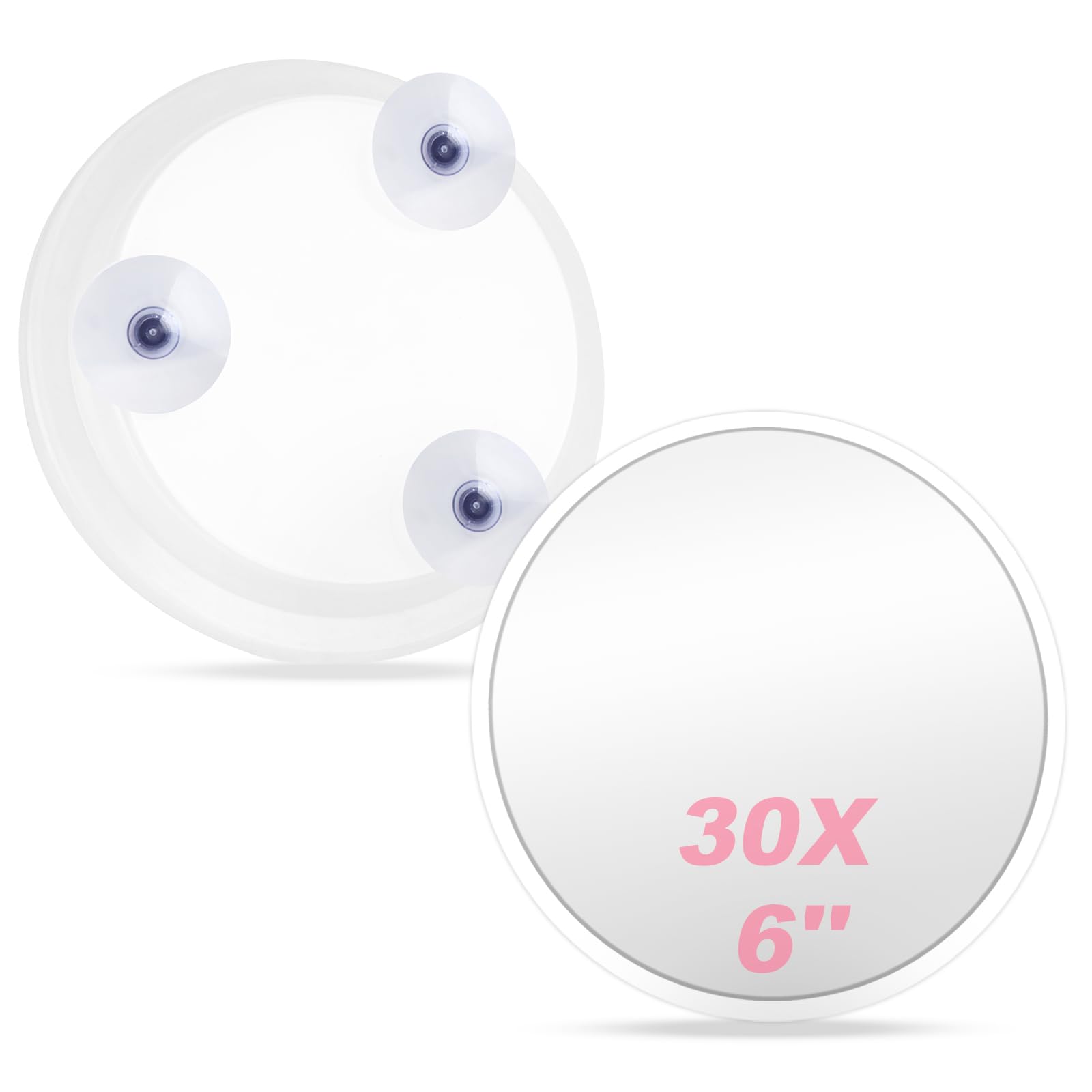 Espejo de aumento de 30 aumentos, espejo de aumento de 6 pulgadas con 3 ventosas, espejo de aumento para espejo de maquillaje, espejo de maquillaje para depilación de cejas, espejo de aumento para