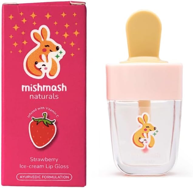 Organic Kids Lip Gloss | Ayurvedic, Vegan & Hydrating | Pomegranate Oil & Shea Butter | Safe, Gentle Moisturizer for Dry, Chapped Lips | 12 ml