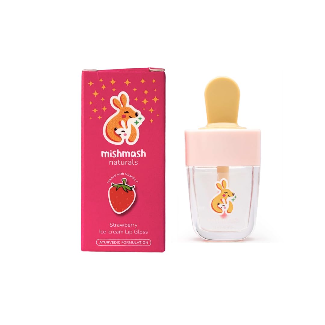 Organic Kids Lip Gloss | Ayurvedic, Vegan & Hydrating | Pomegranate Oil & Shea Butter | Safe, Gentle Moisturizer for Dry, Chapped Lips | 12 ml