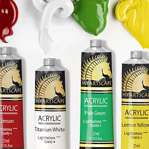 MyArtscape Acrylic Paint Set - 12 x 21ml tubes - Lightfast - Heavy Body - Rich Pigments - Great Tinting Strength - Acrylic Painting Supplies for Artists and Beginners - Premium Quality Paints - Thumbnail 6