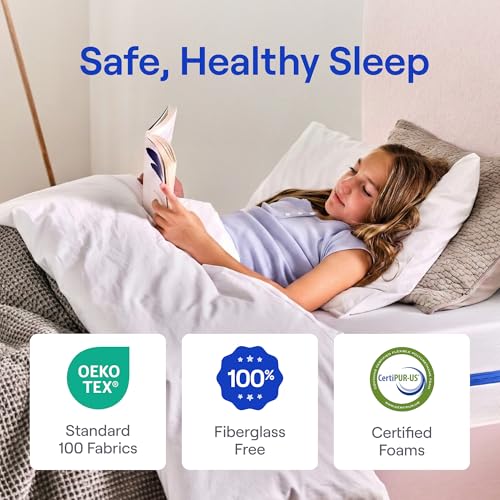 Image of Nectar Kids Full Mattress 8 inch - 2-Sided Design for Growing Children Ages 3-12+ - Pressure Relieving Memory Foam - Fiberglass Free - 365 Night Trial - Mattress in a Box