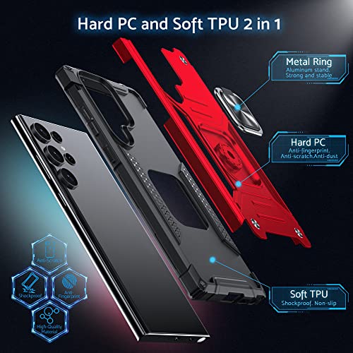 Coque Samsung Galaxy S23 Ultra rouge protection silicone rigide anneau