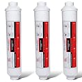 LiquaGen 3 Pack Inline Sediment Water Filter for Pre Filtration, 2" x 10", 1/4" NPT Ports