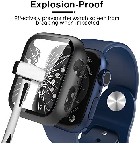 Tauri 2 Pack Hard Case Designed For Apple Watch Se/Series 6/5/4 40Mm With 9H Tempered Glass Screen Protector, [Touch Sensitive] [Full Coverage] Slim Bumper Protective Cover, Black+Clear #TOP1