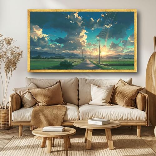 Toile coucher de soleil champêtre pour salon chaleureux 40x70cm