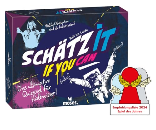 moses. Schätz it - if You can Quiz und Ratespiel für Halbwisser Wissensspiel mit 150 außergewöhnlichen Fragen Gesellschaftsspiel für 2-5 Spieler ab 14 Jahren White
