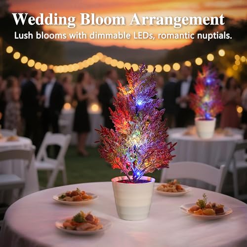 Image of Artificial Cedar Tree Lamp, Color Changing LED Light with White Pot, Battery Powered for Bedroom Wedding Christmas, Gifts for Women Mom Grandma Girlfriend on Birthday Christmas Valentines Mothers Day