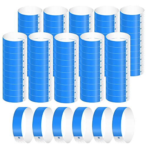 KINBOM 1000 Piezas Pulseras Identificativas, Resistente al Agua Pulseras de Papel para Eventos Pulseras de Entrada Pulseras Papel Festival para Fiestas Festivales de Música Conciertos Concursos (Azul)