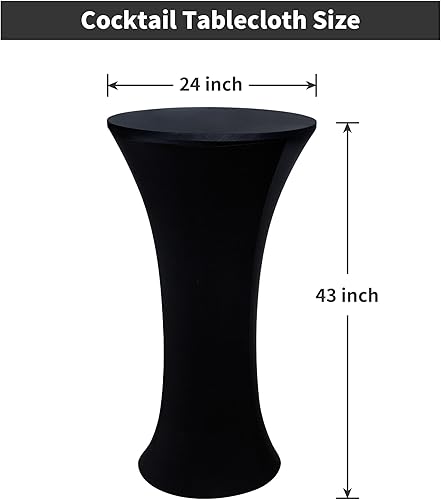 Miniatura 2 de Wolkemer 4 manteles redondos de 24 x 43 pulgadas, color negro, ajustados, para mesa de cóctel, para banquetes, bares, fiestas, pub, bodas,