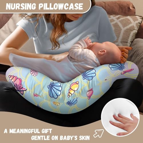 Image of Colorful Shell Pillow Cover for Infant Snug, Removable Soft Breastfeeding Pillow Slipcover, Durable Neutral Breastfeeding Pillow Cover