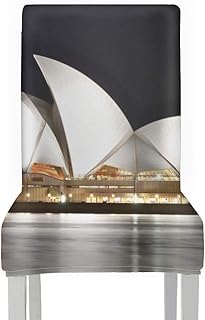Fundas de asiento elásticas para sillas de comedor Hermosa Sydney Opera House Fundas para sillas de asiento Poliéster elástico Fundas de asiento de cocina lavables extraíbles para sillas para el hoga