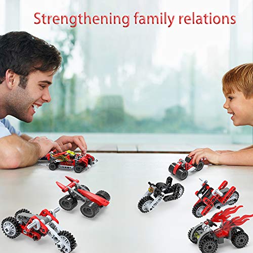 image for Sawaruita Motorcycle and Vehicles Building Blocks Set, 6-in-1 Flame Ra