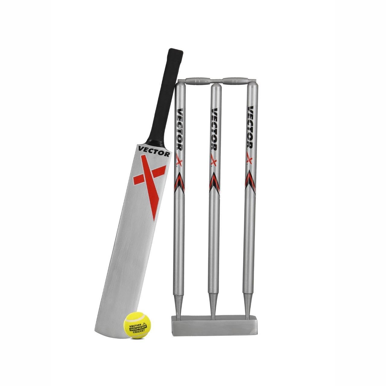 Vector X VT-9026 Wooden 1 Cricket bat + 3 Pcs. Wickets +1 Wicket base + 2 Bails+ 1 Tennis ball -with Carry Bag- Perfect for Outdoor Sports & Beach Play (Size: 6) for 12-15 Years Kids/Youth Cricket Kit-image-12