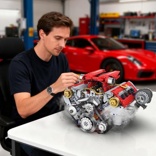 Suplanet V8 Engine Building Kit that Works, Build Your Own Model Engine for Adult,8-Cylinder Car Engine with Spray & Light, Building Engineering Toys for Adults (3168PCS)