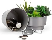 Vista 33 de Maceta con compartimento oculto seguro y secreto, ocultador de llaves secretas, oculta una caja fuerte secreta para llaves (negro 2)