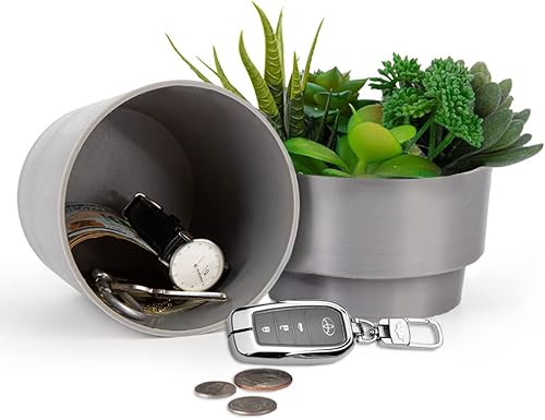 Vista 32 de Maceta con compartimento oculto seguro y secreto, ocultador de llaves secretas, oculta una caja fuerte secreta para llaves (verde)