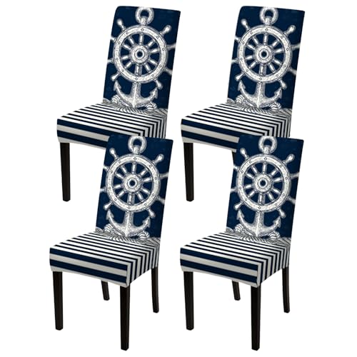 Image of Nuxovilar 4PCS Nautical Style Seaside Stretch Chair Covers 23.6x70in