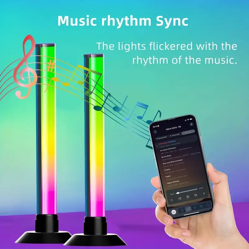 Image of XERGY 270 RGBIC Ambient Table Lamp,15 LEDs, App + IR Remote + Button Control, Dynamic Music Sync Mode with inbuilt Mic, Timer, Mood Light for TV, Bedroom, Gaming, Office (USB Powered, 5W) Pack of 2