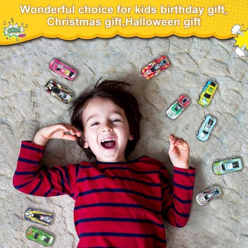 Image of RAMNATH Mini Pull Back Cars Toy Set for Kids, 24pcs Die Cast Metal Cars Playset with Container Storage Box, Kids Racing Car Toys, Party Favors Race Cars Toys Birthday Gift Supplies for Boys & Girls.