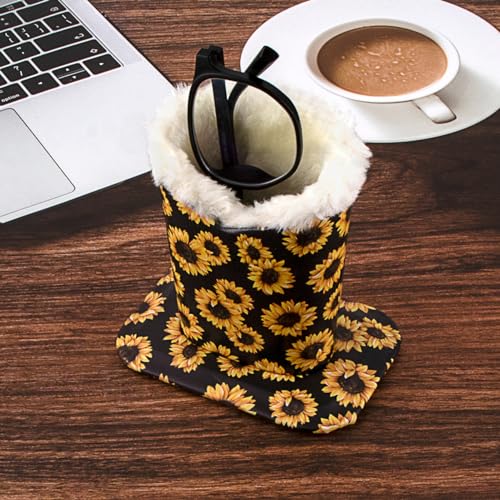 Image of Pack of 2 Plush Lined Eyeglasses Holder Stand Protective Glasses Case For Desks Or Nightstands