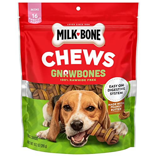 Milk-Bone Rawhide Free Gnawbones Chicken + Peanut Butter & Chicken Flavors 16 Mini Knotted Bones (Pack Of 2) Dog Treats Bundle #TOP5