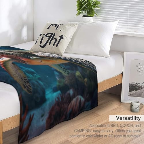 Couverture tortue de mer moelleuse pour vos soirées cocooning sur le canapé