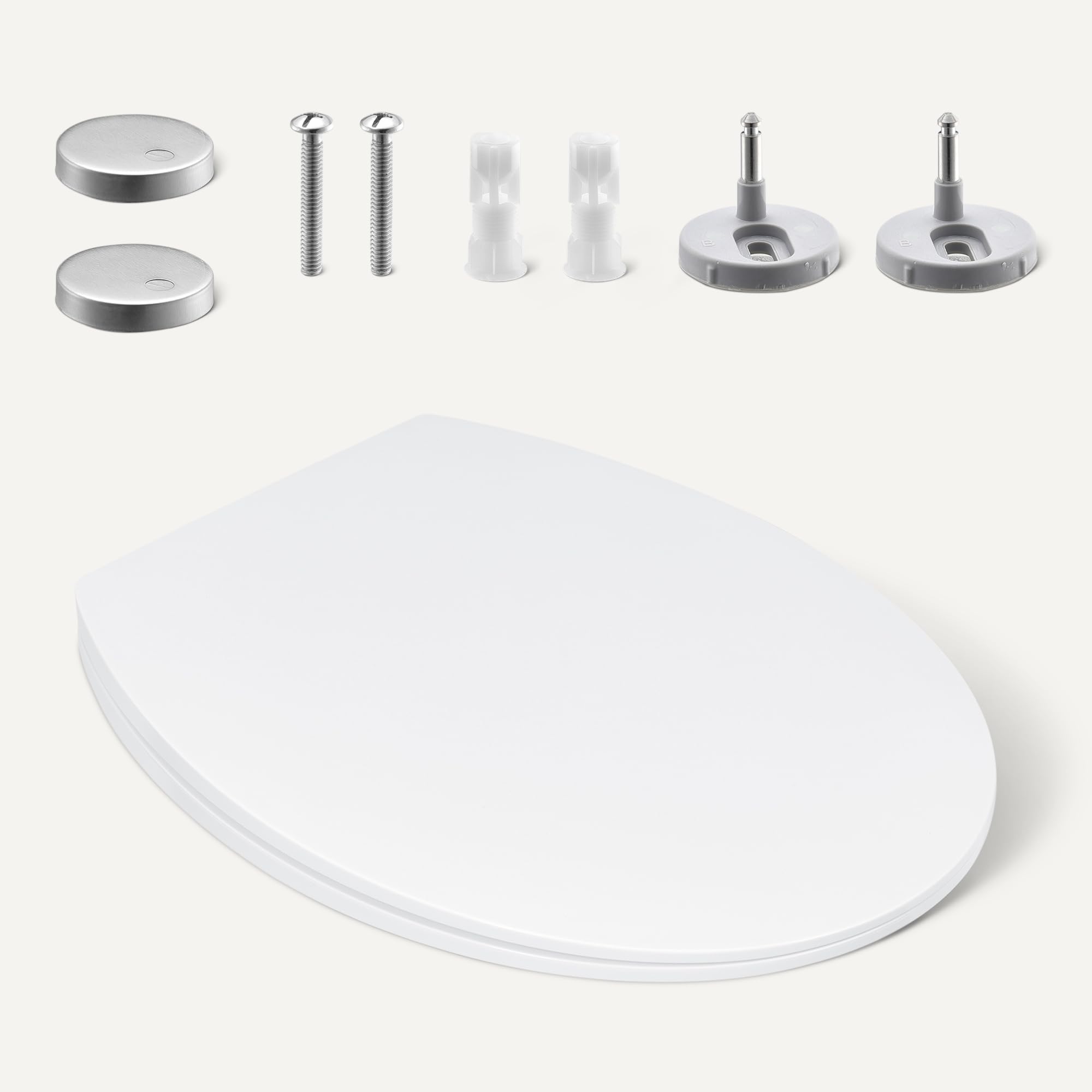 Amazon Basics Siège WC Ovale, Fermeture en Douceur, Charnières à Déclipsage Rapide, Taille Universelle, Urée Antistatique, Finition Porcelaine, Blanc