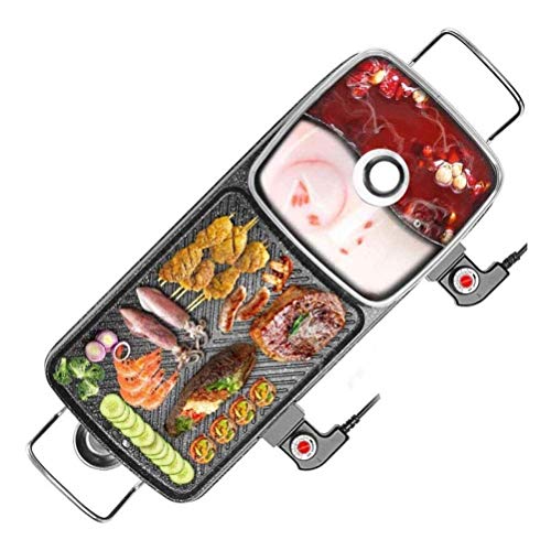 Innengrills, Elektrogrills, Elektrogrillgrill Innen-Hot-Pot-Chafing Dish, Rauchfreier Elektrogrill, Innengrill und Grillplatte mit eingebauter