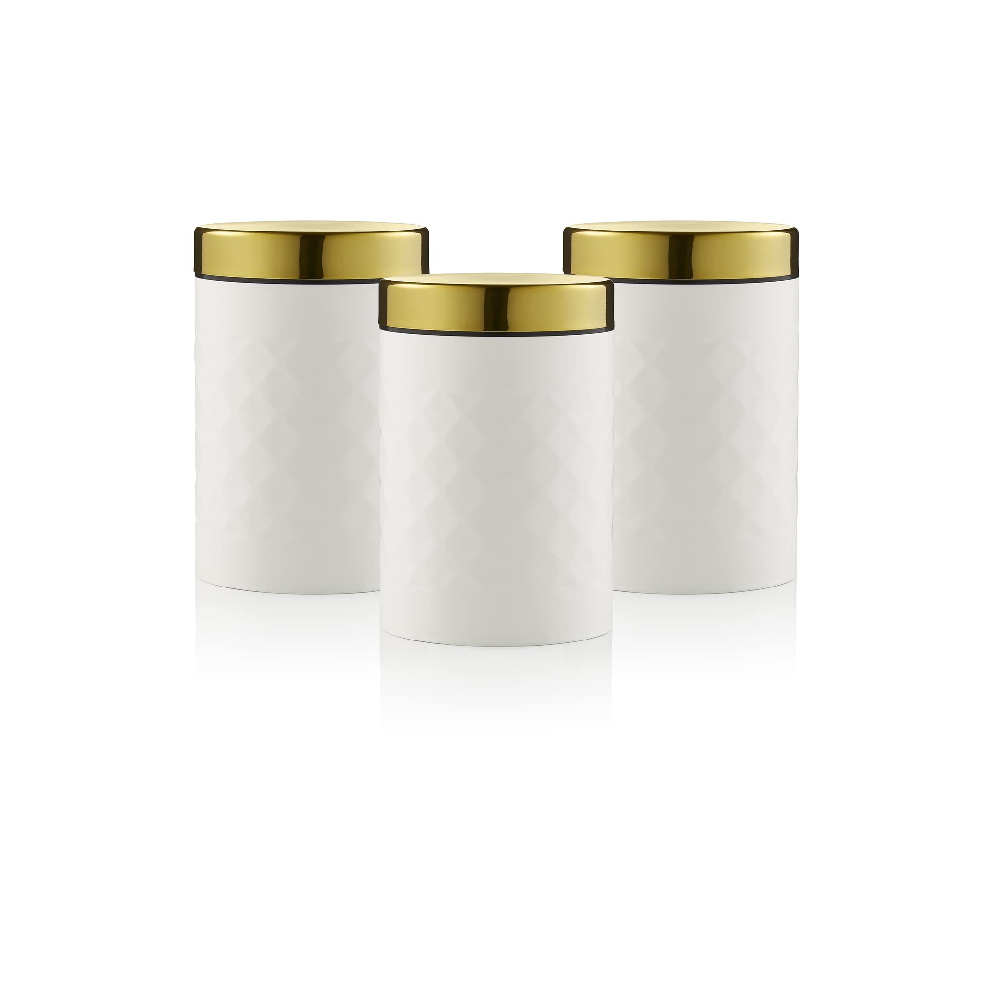 Swan SWKA17523WHTN Gatsby Set of 3 Kitchen Canisters, Tea Coffee Sugar, White, One Size
